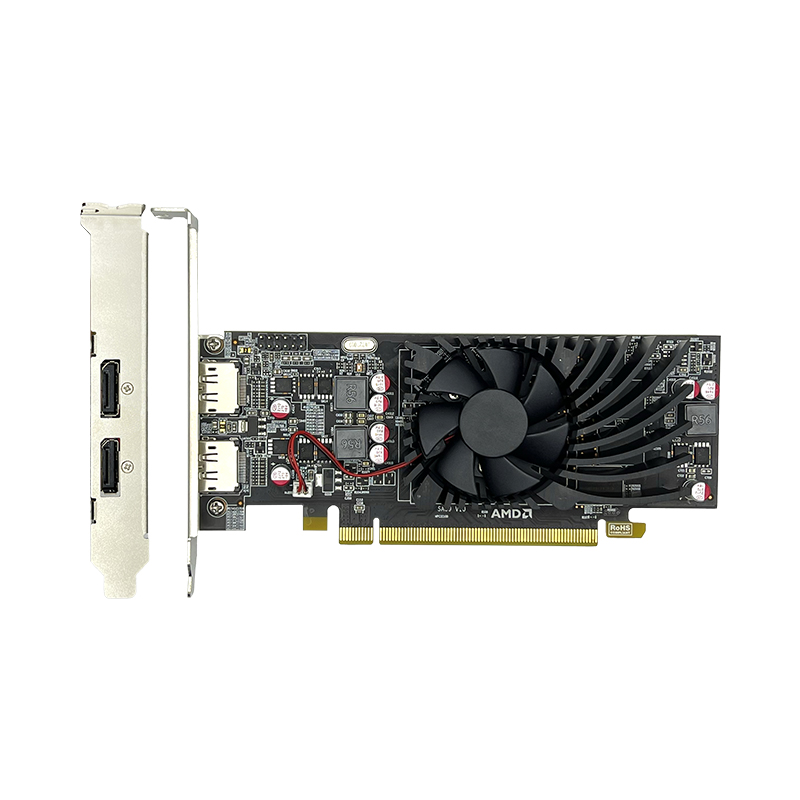How does dual DP low profile graphics card help users save space and improve performance?